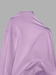 SHEIN PETITE Gaun Wanita Elegan Warna Polos Cokelat Kopi dengan Kerah Persegi dan Model Mengembang, Musim Semi/Panas - Mauve Purple - View 6