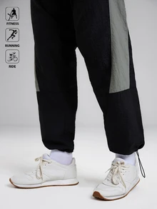 Gym Rark Men's Letter Print Color Block Drawstring Waist Casual Sports Pants Sweat Pants - Black - View 7