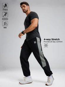 Gym Rark Men's Letter Print Color Block Drawstring Waist Casual Sports Pants Sweat Pants - Black - View 5