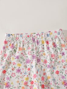 SHEIN 2件組少女運動衫喇叭褲套裝，可愛紫色蝴蝶貼花花卉印花，長袖圓領，休閒派對款，秋季假期公主風 - 紫色 - 查看 8