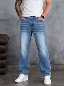 EGENSIO Men's Casual Versatile Daily Travel Denim Jeans With Pockets - Blue - View 2
