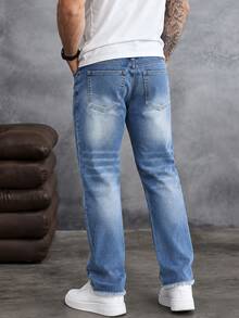 EGENSIO Men's Casual Versatile Daily Travel Denim Jeans With Pockets - Blue - View 4