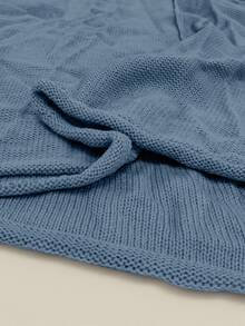 Flirla Plus Size Solid Color Knit Sweater, Simple Office Wear - Dusty Blue - View 6