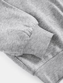 SHEIN 青少年女孩連帽衫與運動衫套裝，休閒極簡寬鬆柔軟加厚連帽運動衫與寬腿運動長褲2件套，適合秋冬日常、街頭、外出、放鬆 - 灰色 - 查看 6