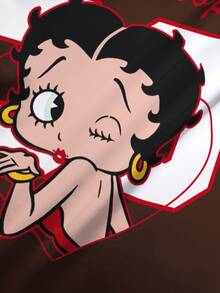 Betty Boop x SHEIN Women's Casual Round Neck Short Sleeve T-Shirt - White - View 5