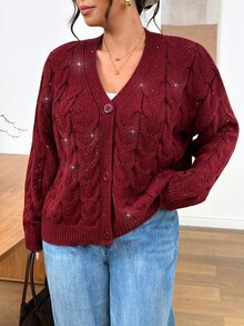 Lounesse Plus Size Women's Casual Versatile Daily Cardigan Christmas Winter - Multicolor - View 6