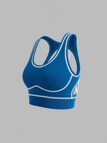 Sweetra Women's Seamless Colorblock Sleeveless Slim Fit Casual Sports Top - Blue - View 3