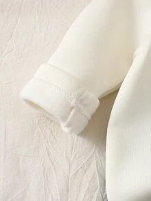 SHEIN Souflis 2件組嬰兒幼童男寶2合1套裝，套頭運動衫搭配燈芯絨長褲，兒童加厚聖誕綠刺繡舒適秋冬套裝 - 墨綠色 - 查看 6
