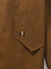 SHEIN 青少年女孩外套 秋季服飾 海軍藍連帽夾克 拉鍊開襟 秋季休閒校園時尚 梭織單排扣 純色長袖花卉... - 彩色 - 查看 7