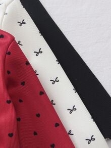 Elladie kids 女童 3件組 秋冬波點蝴蝶結與素色休閒抓絨T恤 - 彩色 - 查看 6