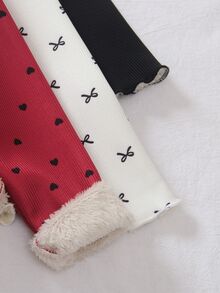 Elladie kids 女童 3件組 秋冬波點蝴蝶結與素色休閒抓絨T恤 - 彩色 - 查看 4