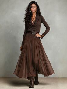 LUMIGAL Vintage Elegant Bohemian Western Style U-Neck Draped Neck ...