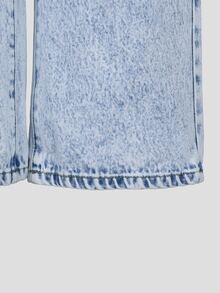 SHEIN Tween Girls Denim Jeans, Light Blue, Fall, Casual Streetwear Grunge, School, Back-To-School, Wide Leg Relaxed Fit Baggy Y2k Distressed Ripped Holiday - Medium Wash - View 8