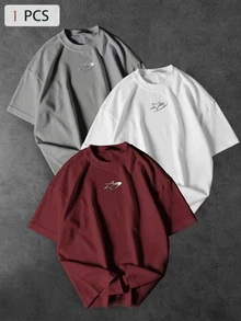 Gym Rark 男士寬鬆版型短袖星星印花運動T恤，健身房適用 - 紅色 - 查看 1