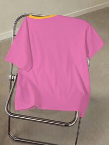 Betty Boop x SHEIN Women's Cartoon Print Casual Streetwear Daily Short Sleeve T-Shirt School Pink - White - View 2
