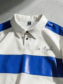 ROMWE MEN Men's Striped Loose Fit POLO Shirt - Multicolor - View 3