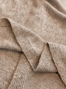 Vionelle Plus Size Women's Fashion Casual Elegant Minimalist Grey Button Decor Poncho Sweater Pullover Daily Versatile Work Office Life Commute Fall Top - Khaki - View 7