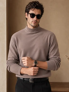 Core Aspect Men's Solid Color Brown Long Sleeve T-Shirt, Suitable For Daily Wear And Commuting, Perfect Gift For Husband, Boyfriend And Family - Coffee Brown - View 1