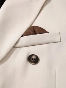 Manfinity Mode 男士翻領雙排扣西裝外套與長褲套裝，正式風，老錢風 - 彩色 - 查看 3