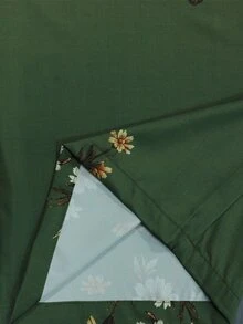 Selamara 波希米亞 Boho 風格綠色花卉雛菊仿刺繡長褲，秋季復古田園高腰鬆緊腰寬鬆垂墜寬腿褲，野餐穿搭 - 彩色 - 查看 8