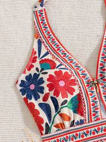 Swim Vcay New Arrival Women's Digital Floral Print One-Piece Halter Swimsuit - Multicolor - View 7