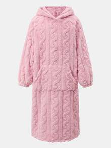 SHEIN Tween女孩軟心刺繡純色粉色，適合青少年女孩，秋冬季Tween女孩 - 淺粉色 - 查看 8