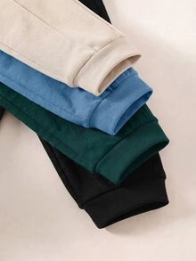 SHEIN 4pcs Baby Boy & Baby Girl Cute Autumn/Winter Casual Versatile Solid Color Elastic Waist Long Pants Set, Boy Joggers All-Match Long Pants Multi-Pack - Multicolor - View 4
