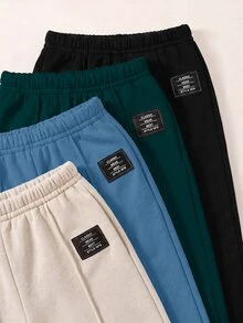 SHEIN 4pcs Baby Boy & Baby Girl Cute Autumn/Winter Casual Versatile Solid Color Elastic Waist Long Pants Set, Boy Joggers All-Match Long Pants Multi-Pack - Multicolor - View 6