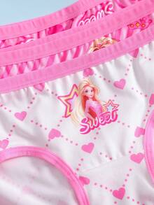 SHEIN 5件組隨機混色女童幼兒粉色公主印花三角內褲，鏡子、口紅、皇冠元素，可愛甜美舒適日常穿著，適合四季 - 彩色 - 查看 7