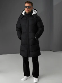 Manfinity CasualCool Men's Thermal Lined Casual Versatile Winter Hooded Jacket - Black - View 8
