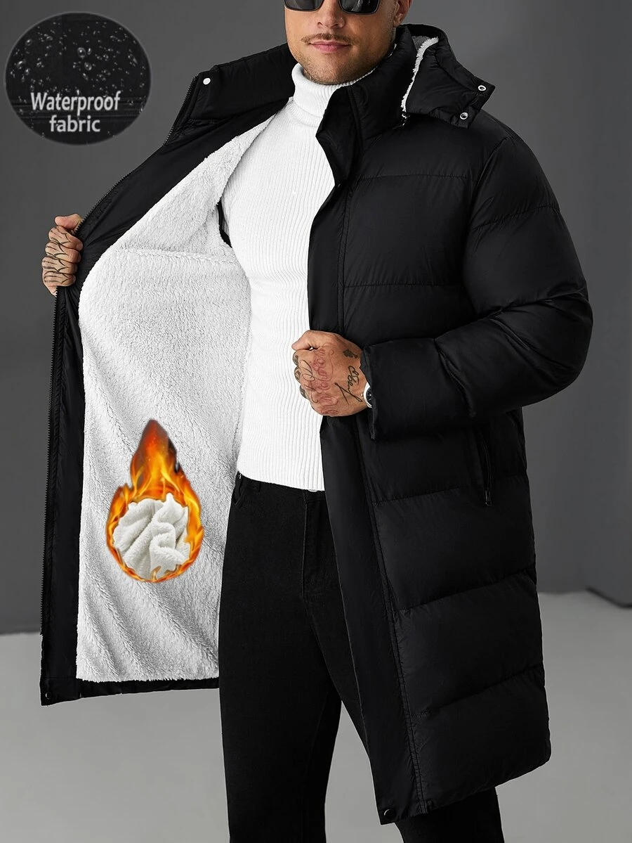 Manfinity CasualCool Men's Thermal Lined Casual Versatile Winter Hooded Jacket - Black - View 1