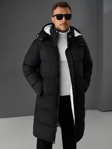 Manfinity CasualCool Men's Thermal Lined Casual Versatile Winter Hooded Jacket - Black - View 7