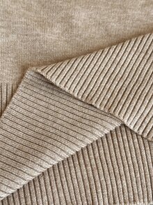 SHEIN Maternity High Neck Split Design Long Sleeve Sweater Winter - Khaki - View 11