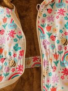 SHEIN 女童可愛印花保暖內裡加厚拉鍊夾克，秋冬款 - 彩色 - 查看 8