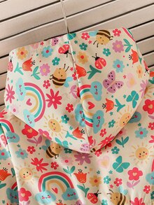 SHEIN 女童可愛印花保暖內裡加厚拉鍊夾克，秋冬款 - 彩色 - 查看 5