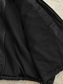SHEIN Maternity Solid Color Zipper Front Casual Nursing Function Winter Vest Jacket - Black - View 10