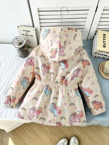 SHEIN 女童可愛印花保暖內裡加厚拉鍊開襟外套，秋冬款 - 彩色 - 查看 2