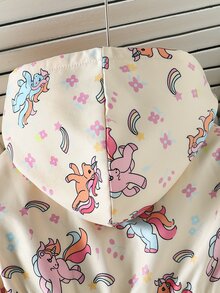 SHEIN 女童可愛印花保暖內裡加厚拉鍊開襟外套，秋冬款 - 彩色 - 查看 6