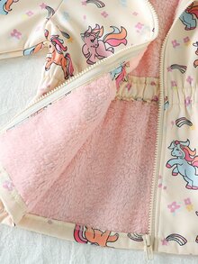 SHEIN 女童可愛印花保暖內裡加厚拉鍊開襟外套，秋冬款 - 彩色 - 查看 8