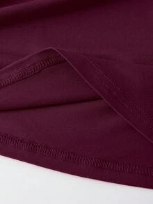 Linhara CURVE Plus Size Women's Solid Color V-Neck Short Sleeve Casual Versatile T-Shirt - Purple - View 5