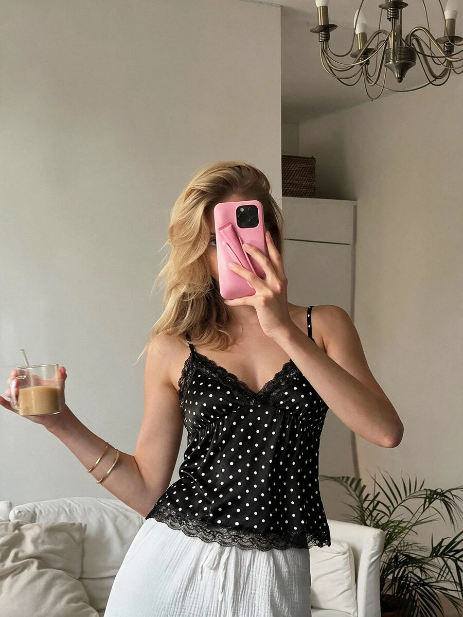 CovetEZ Women's Casual Chest Ruched Babydoll Lace Patchwork Bodycon Tank Top, Suitable For Daily Wear,Summer Top - Black - View 1