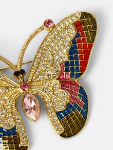 Aravennia 1pc Elegant Butterfly Rhinestone Decorated Brooch Pin Costume Lapel Shirt Sweater Jacket Accessory For Women Dress Accessories Pin - Multicolor - View 4