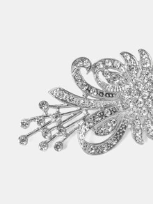 Aravennia 1pc Fashionable Zinc Alloy Rhinestone Crystal Flower Brooch, Bridal Wedding Party Decor, Valentine's Day Accessory Pin, Suitable - Multicolor - View 5