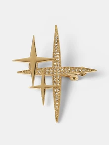 Aravennia 1pc Elegant Alloy Star Brooch With Rhinestone Inlay, Fashion Accessory For Women'S Dress And Sweater, Ideal For Birthday, Wedding - Multicolor - View 2