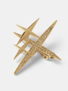 Aravennia 1pc Elegant Alloy Star Brooch With Rhinestone Inlay, Fashion Accessory For Women'S Dress And Sweater, Ideal For Birthday, Wedding - Multicolor - View 6