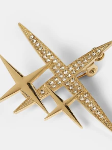 Aravennia 1pc Elegant Alloy Star Brooch With Rhinestone Inlay, Fashion Accessory For Women'S Dress And Sweater, Ideal For Birthday, Wedding - Multicolor - View 5