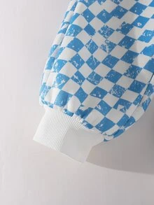 THE HAPPY LOOK 2pcs Kids Young Boy Casual Daily Comfortable Car Print Pattern Crew Neck Pullover Long Sleeve Sweatshirt Checkered Checkerboard Sweatshirt Sweatpants Knit 2 Pieces Set Sweatshirt Outfit Street Retro Style, Easy And Comfortable, Children Autumn Layering, Sports Set, - Apricot - View 7