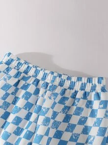 THE HAPPY LOOK 2pcs Kids Young Boy Casual Daily Comfortable Car Print Pattern Crew Neck Pullover Long Sleeve Sweatshirt Checkered Checkerboard Sweatshirt Sweatpants Knit 2 Pieces Set Sweatshirt Outfit Street Retro Style, Easy And Comfortable, Children Autumn Layering, Sports Set, - Apricot - View 6