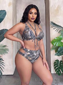 Slaydiva 2026 New Summer Plus Size Criss-Cross Tankini Swimwear Set Active Wear Sexy Beach Vacation Gym Yellow - Multicolor - View 3