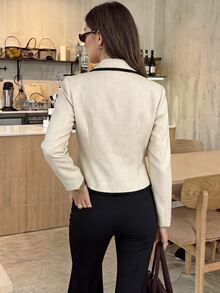 Serisse Women's Color BlockingShort "New Chinese Style" Long SleeveJacketWithMandarinCollarAndFrogClosures(Napoleon-Style) – Suitable For Work Or Dates Autumn - Multicolor - View 4